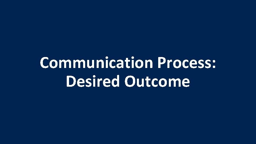 Communication Process: Desired Outcome 