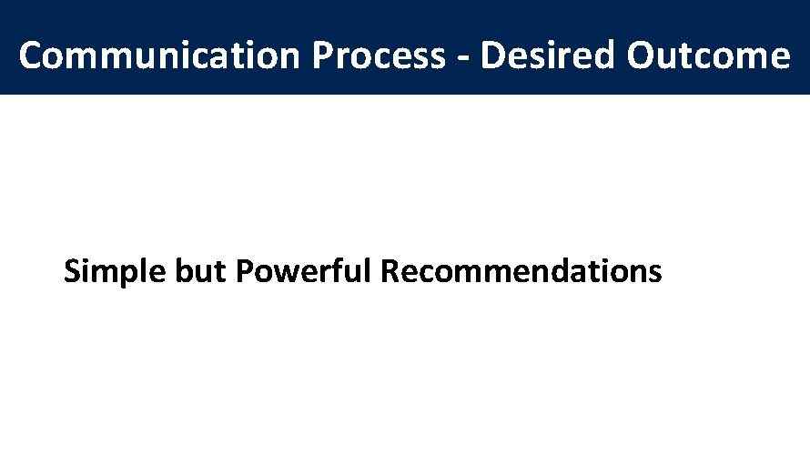 Communication Process - Desired Outcome Simple but Powerful Recommendations 