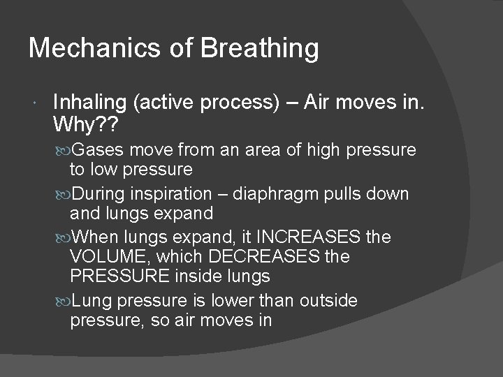 RESPIRATORY SYSTEM Respiratory system Molecules of oxygen and