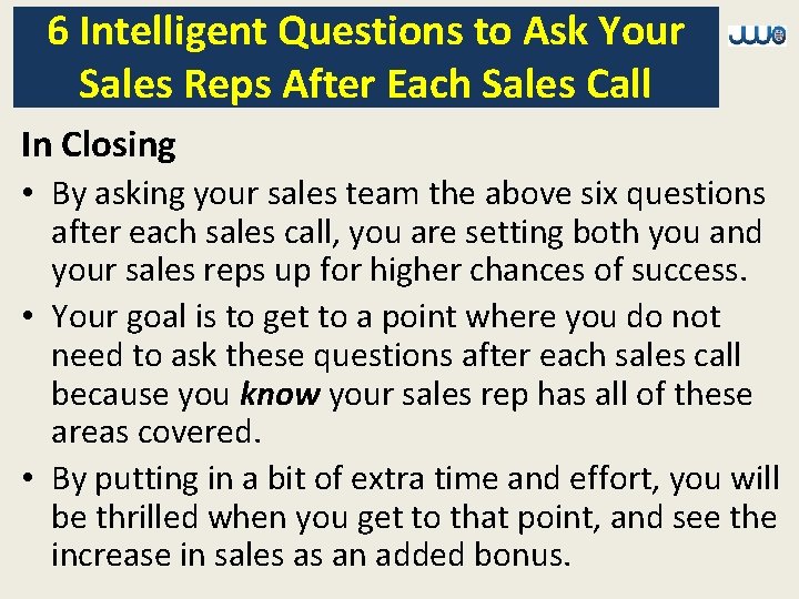 Special Management Series 6 Intelligent Questions to Ask