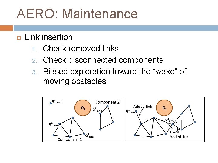AERO: Maintenance Link insertion 1. Check removed links 2. Check disconnected components 3. Biased