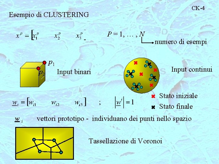 CK-4 Esempio di CLUSTERING P = 1, … , N numero di esempi p