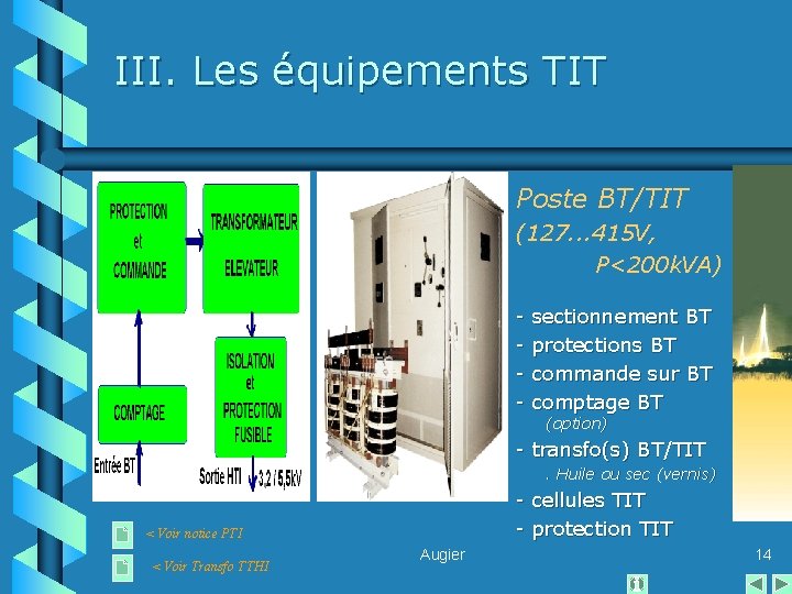 III. Les équipements TIT Poste BT/TIT (127. . . 415 V, P<200 k. VA)