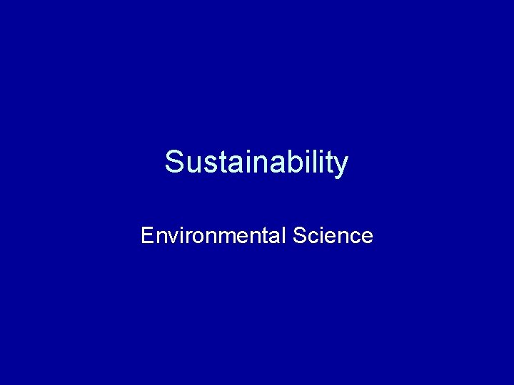 Sustainability Environmental Science 