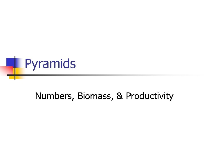 Pyramids Numbers, Biomass, & Productivity 