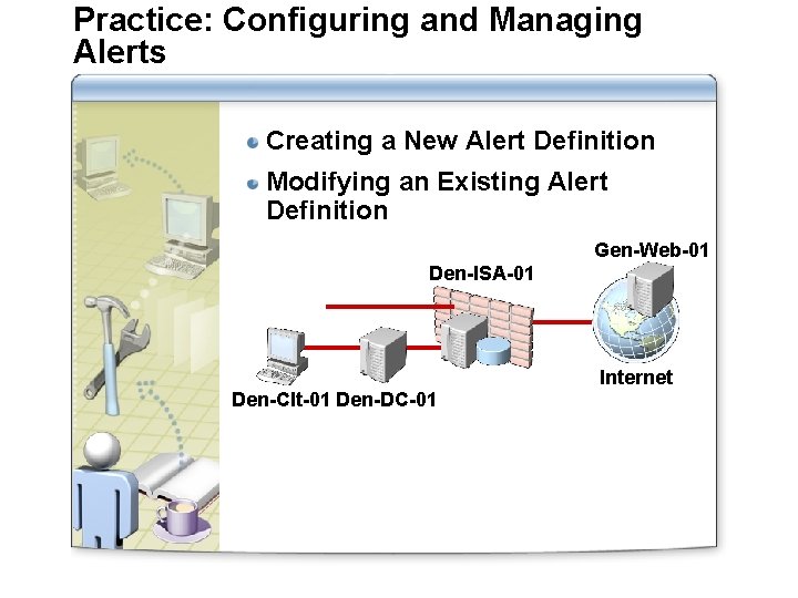 Practice: Configuring and Managing Alerts Creating a New Alert Definition Modifying an Existing Alert