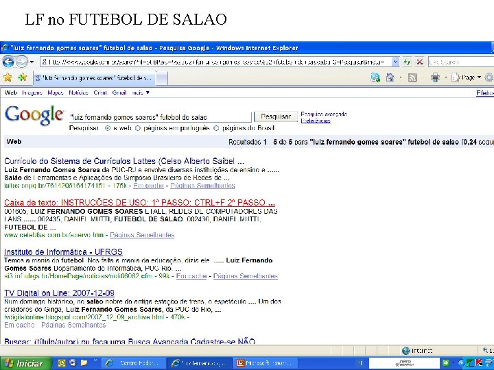 LF no FUTEBOL DE SALAO 