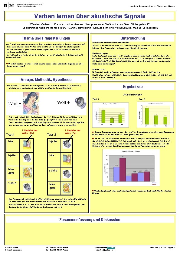 Sabina Franceschini & Christine Simon Verben lernen über akustische Signale Werden Verben in Fremdsprachen