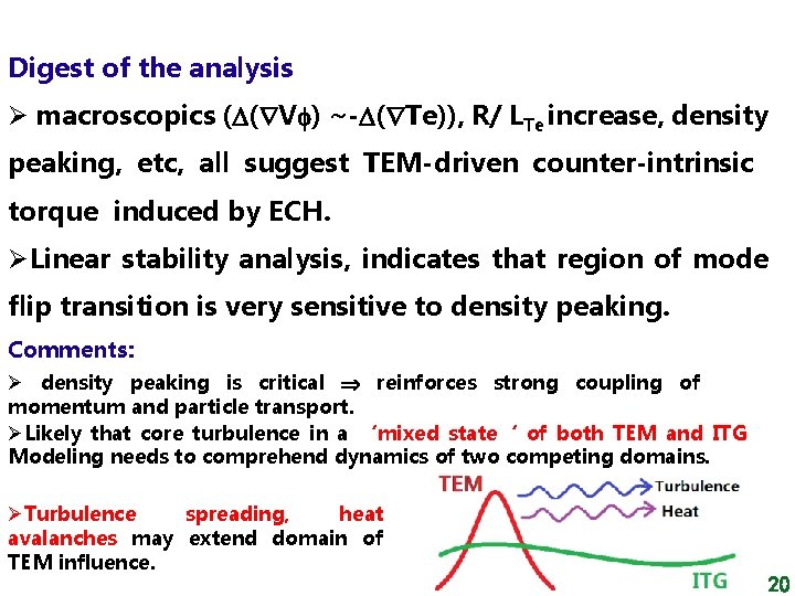 Digest of the analysis Ø macroscopics ( ( V ) ~- ( Te)), R/