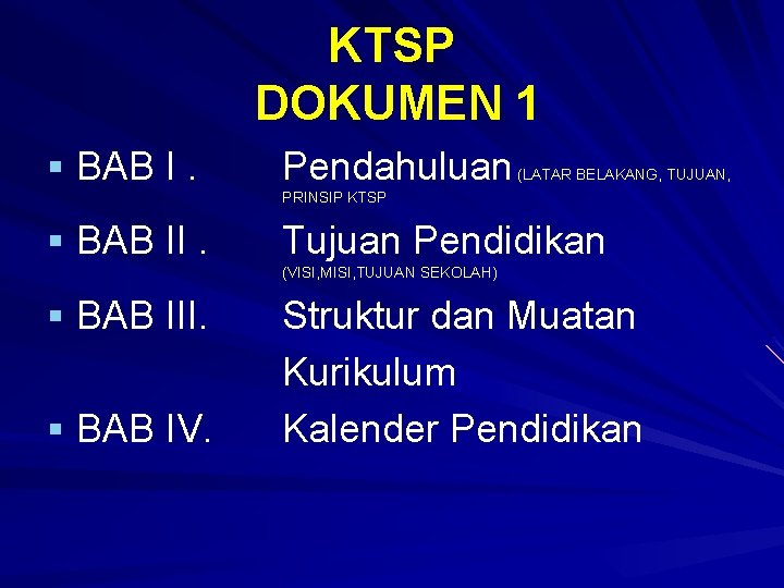 KTSP DOKUMEN 1 § BAB I. Pendahuluan (LATAR BELAKANG, TUJUAN, PRINSIP KTSP § BAB