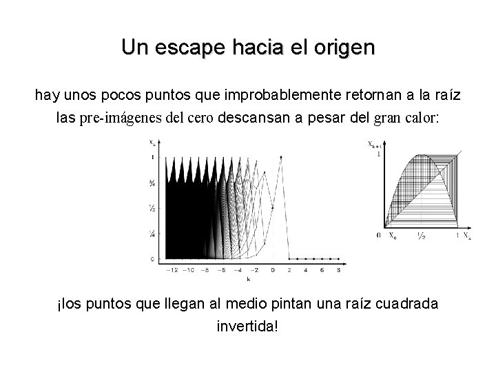 Un escape hacia el origen hay unos pocos puntos que improbablemente retornan a la