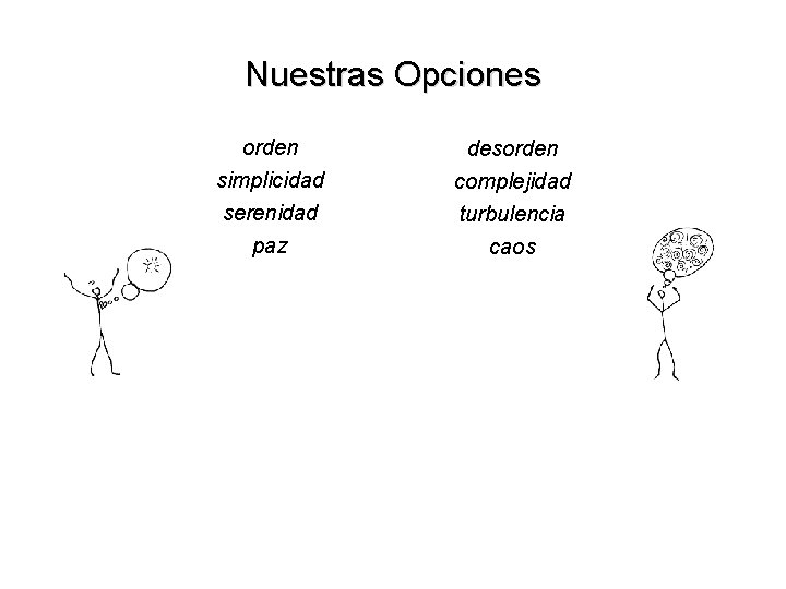 Nuestras Opciones orden simplicidad serenidad paz desorden complejidad turbulencia caos 