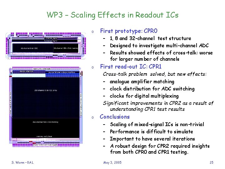 WP 3 – Scaling Effects in Readout ICs o First prototype: CPR 0 –