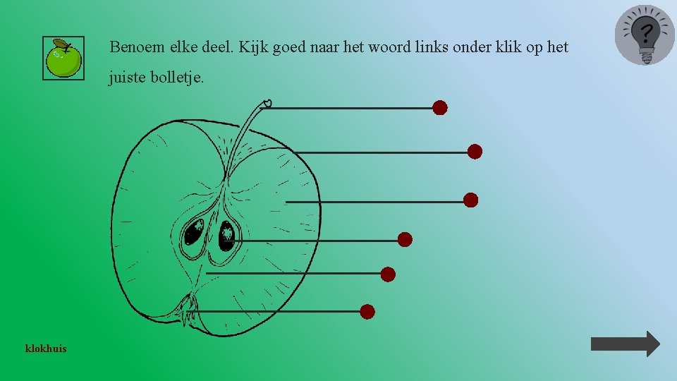 Benoem elke deel. Kijk goed naar het woord links onder klik op het juiste