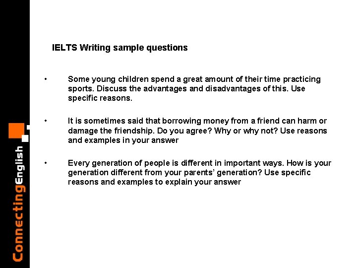 IELTS Writing sample questions • Some young children spend a great amount of their
