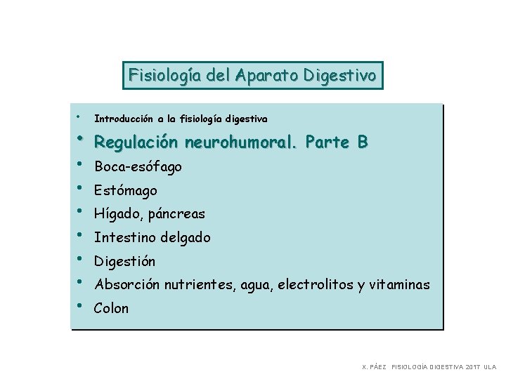 Fisiología del Aparato Digestivo • • • Introducción a la fisiología digestiva Regulación neurohumoral.