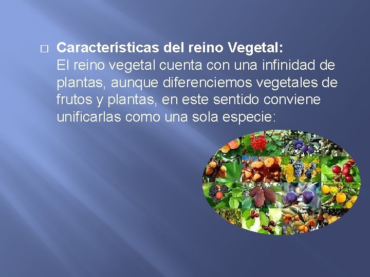 � Características del reino Vegetal: El reino vegetal cuenta con una infinidad de plantas,