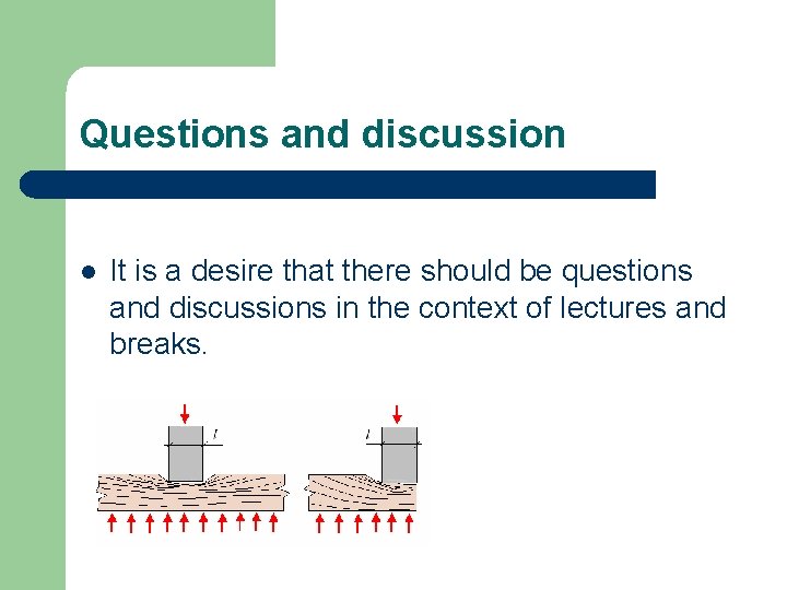 Questions and discussion l It is a desire that there should be questions and