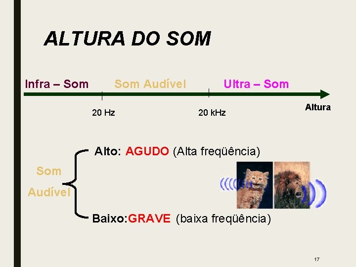 ALTURA DO SOM Infra – Som Audível 20 Hz Ultra – Som 20 k.