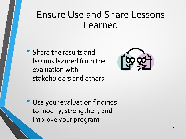 Ensure Use and Share Lessons Learned • Share the results and lessons learned from