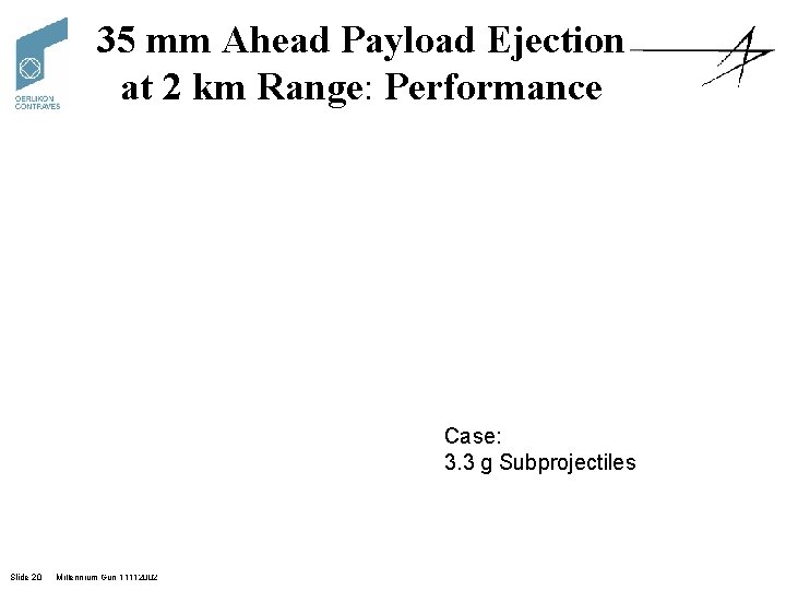 35 mm Ahead Payload Ejection at 2 km Range: Performance Case: 3. 3 g
