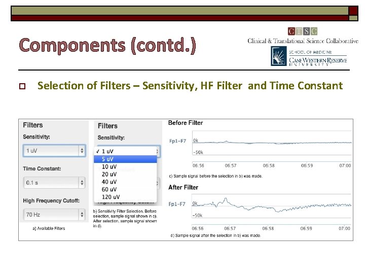 Components (contd. ) o Selection of Filters – Sensitivity, HF Filter and Time Constant