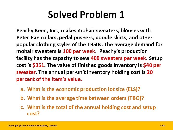 Solved Problem 1 Peachy Keen, Inc. , makes mohair sweaters, blouses with Peter Pan