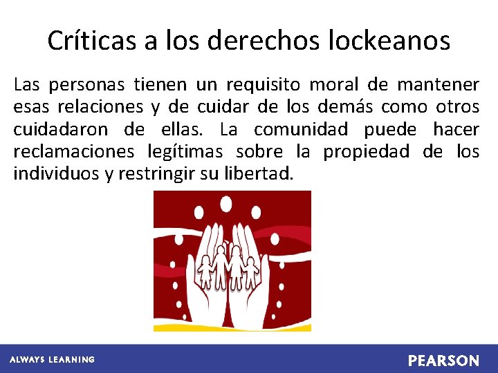 Críticas a los derechos lockeanos Las personas tienen un requisito moral de mantener esas