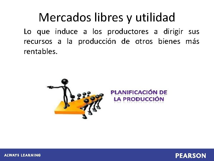 Mercados libres y utilidad Lo que induce a los productores a dirigir sus recursos