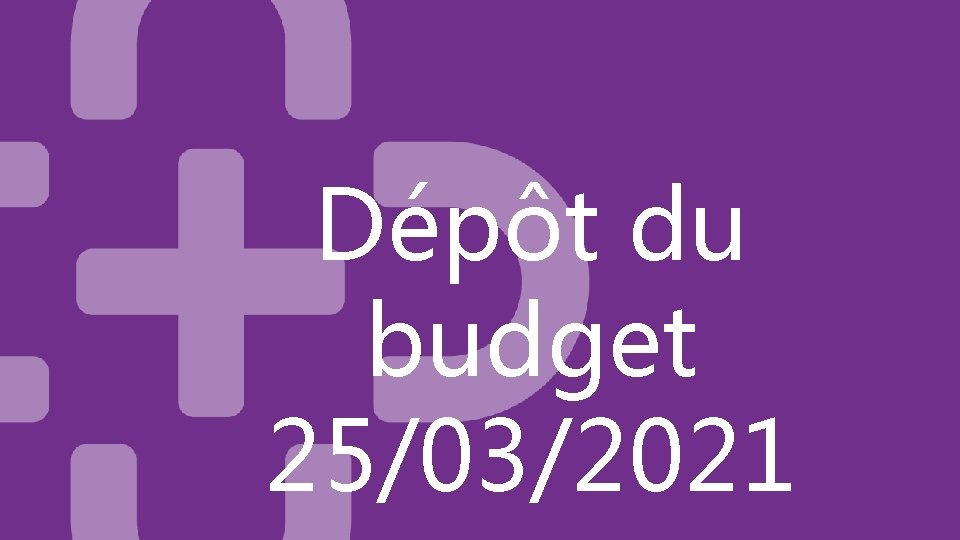 Dépôt du budget 25/03/2021 