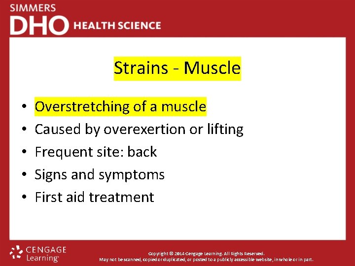 Strains - Muscle • • • Overstretching of a muscle Caused by overexertion or