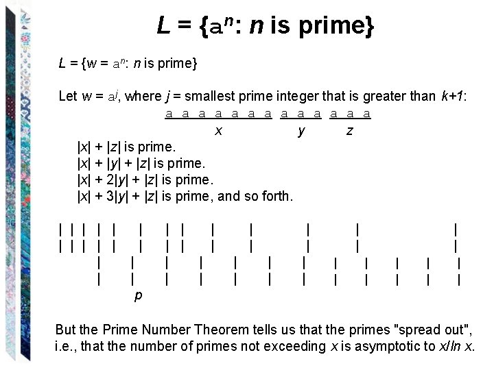 L = {an: n is prime} L = {w = an: n is prime}