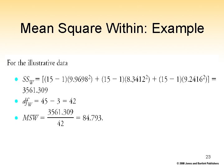 Mean Square Within: Example 23 