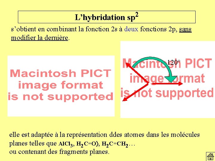 L’hybridation sp 2 s’obtient en combinant la fonction 2 s à deux fonctions 2