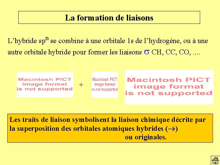 La formation de liaisons L’hybride spn se combine à une orbitale 1 s de