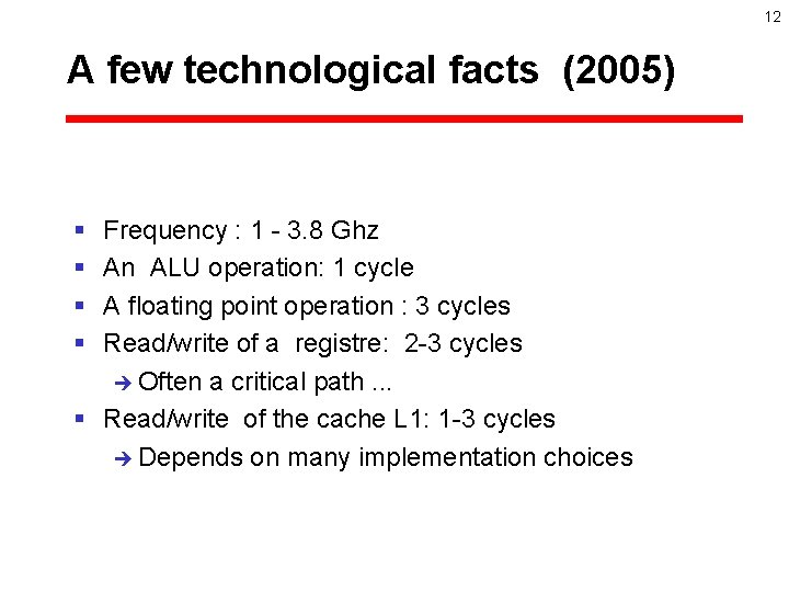 12 A few technological facts (2005) § § Frequency : 1 - 3. 8