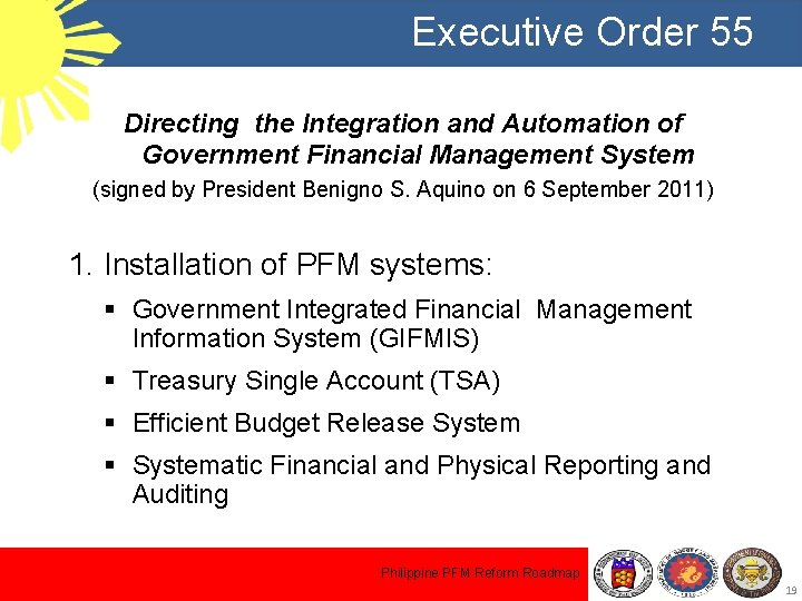 Executive Order 55 Directing the Integration and Automation of Government Financial Management System (signed