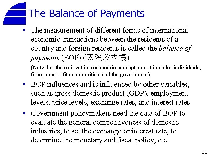 Chapter 4 International Business Transaction The Balance of