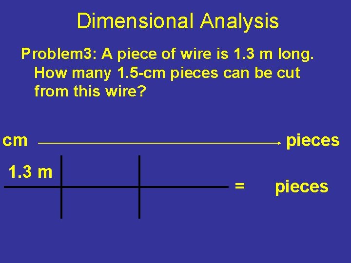 Dimensional Analysis Problem 3: A piece of wire is 1. 3 m long. How Dimensional Analysis Problem 3: A piece of wire is 1. 3 m long. How