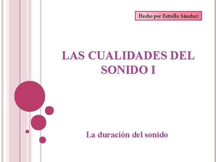 Hecho por Estrella Sánchez LAS CUALIDADES DEL SONIDO I La duración del sonido 