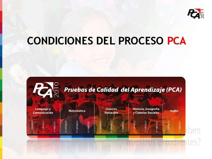 CONDICIONES DEL PROCESO PCA 