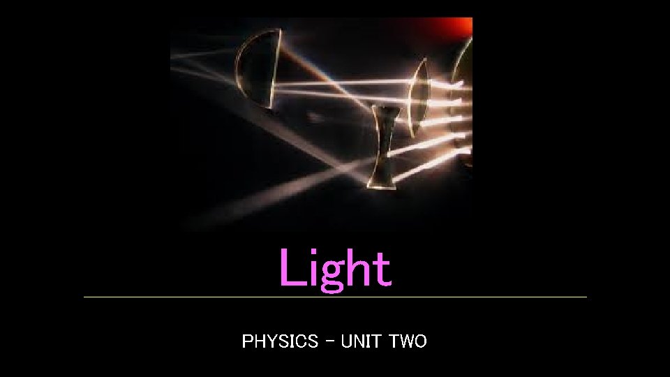 Light PHYSICS – UNIT TWO 