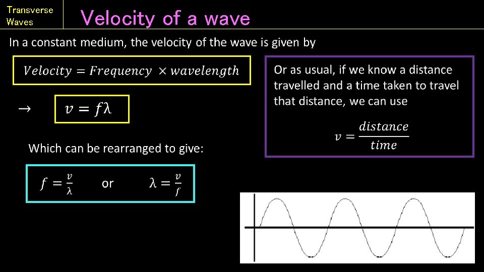 Transverse Waves • Velocity of a wave 
