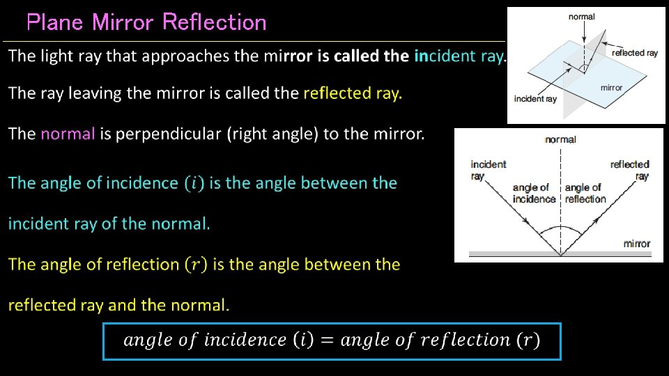 Plane Mirror Reflection • 