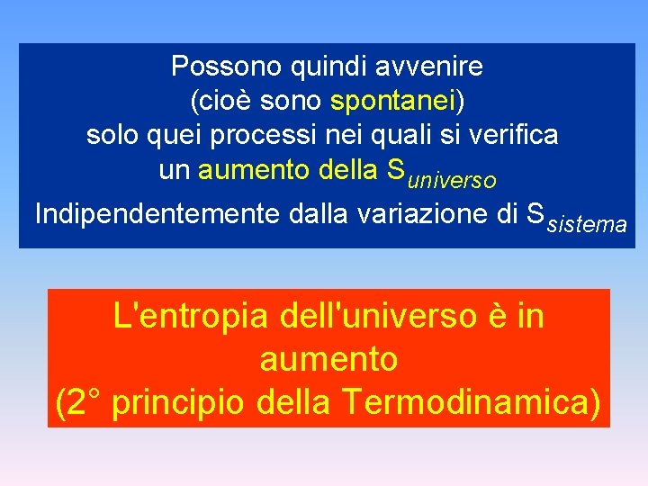 Possono quindi avvenire (cioè sono spontanei) solo quei processi nei quali si verifica un