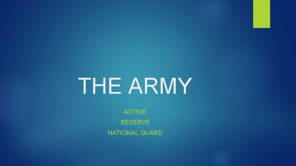 THE ARMY ACTIVE RESERVE NATIONAL GUARD 