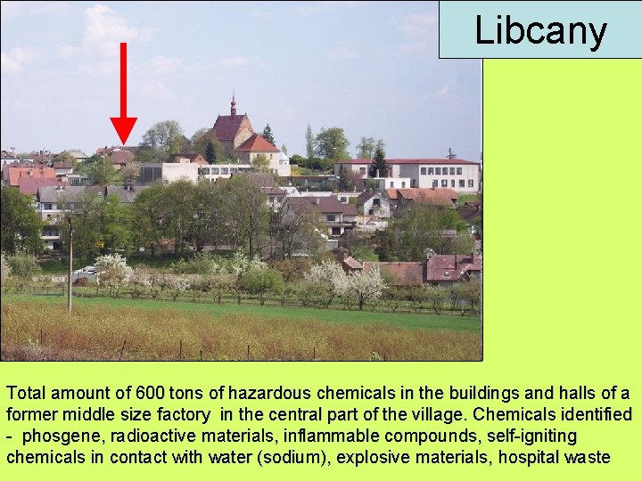 Libcany Total amount of 600 tons of hazardous chemicals in the buildings and halls