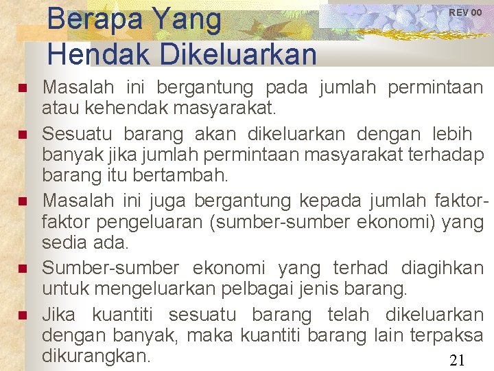 Berapa Yang Hendak Dikeluarkan REV 00 Masalah ini bergantung pada jumlah permintaan atau kehendak