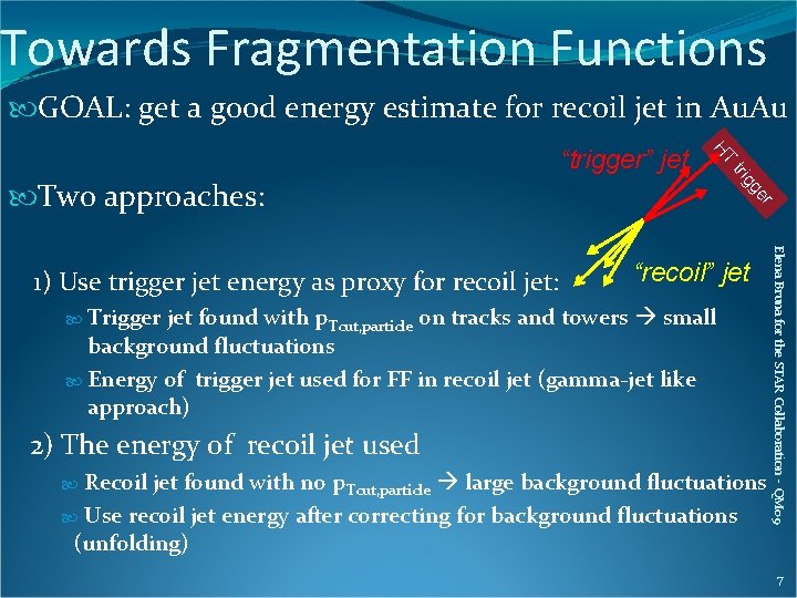 Towards Fragmentation Functions GOAL: get a good energy estimate for recoil jet in Au.