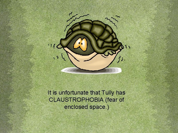 It is unfortunate that Tully has CLAUSTROPHOBIA (fear of enclosed space. ) 